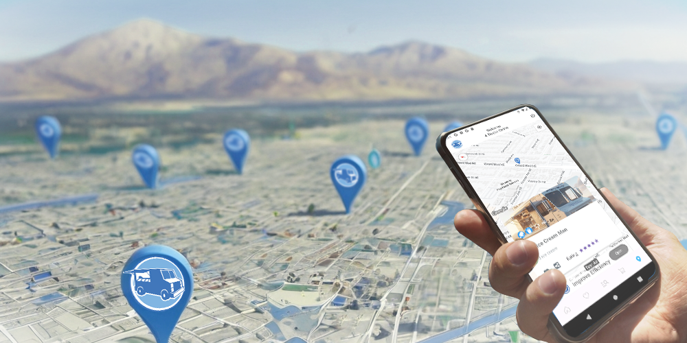 FoodTruck Express live map with nearby food trucks